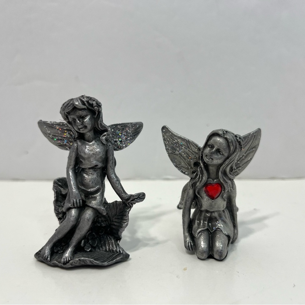 PEWTER Fairy Figurines lot of 2 fantasy fairies